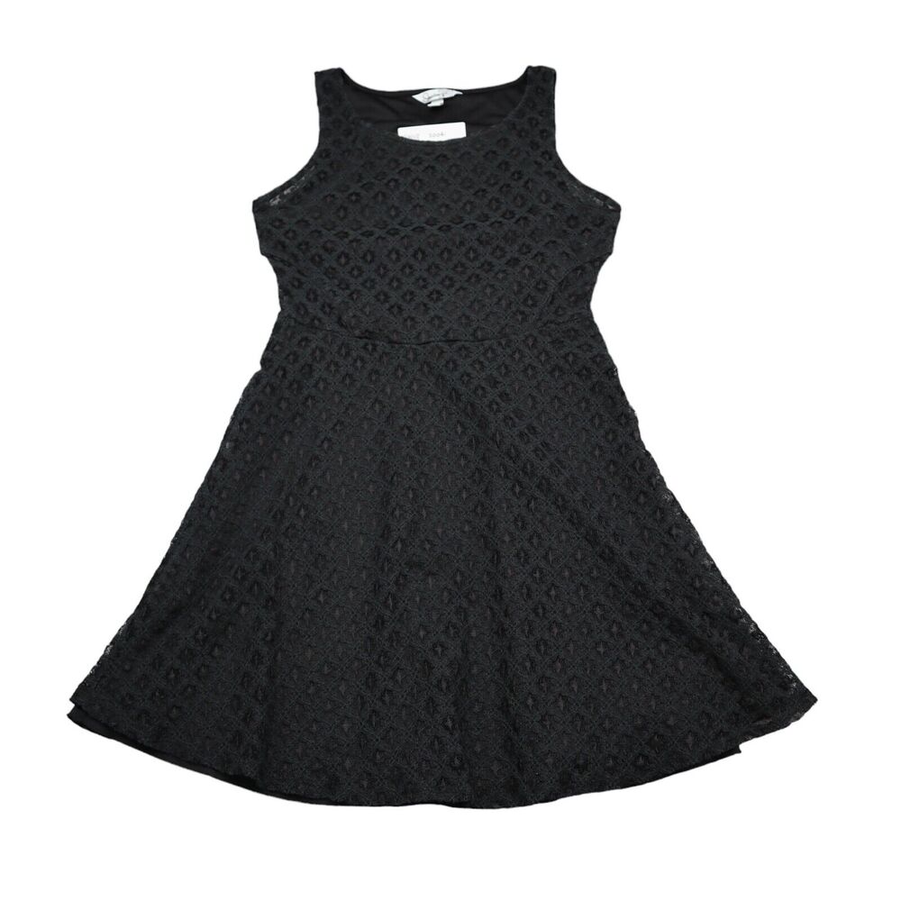 Speechless Dress Womens M Black Diamond Lace Scoop Neck Sleeveless Flare A Line